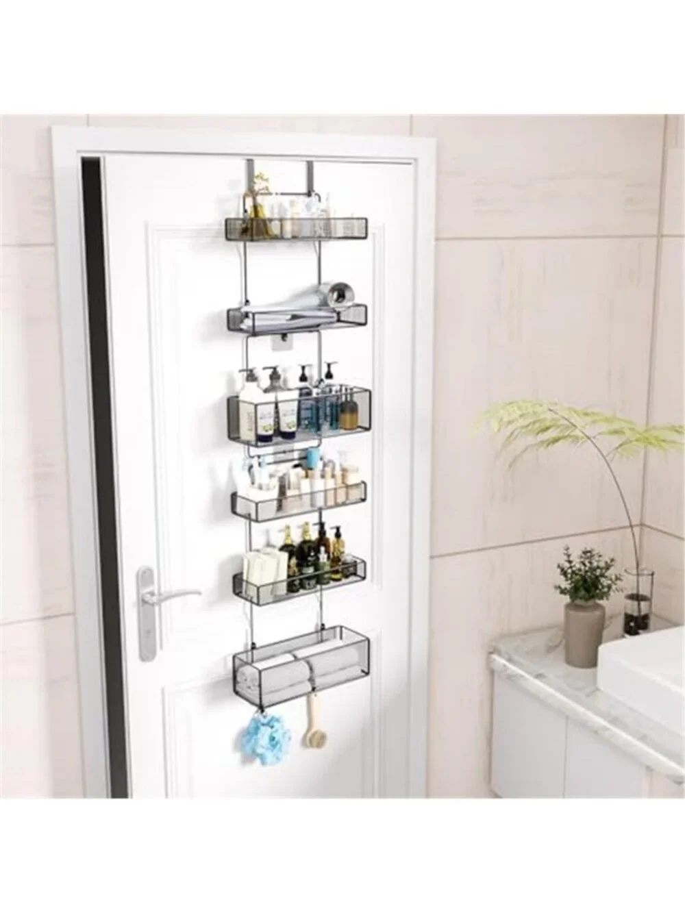 Over Door Organizer 6 Tier Metal Hanging Storage Rack Bathroom Pantry Closet
